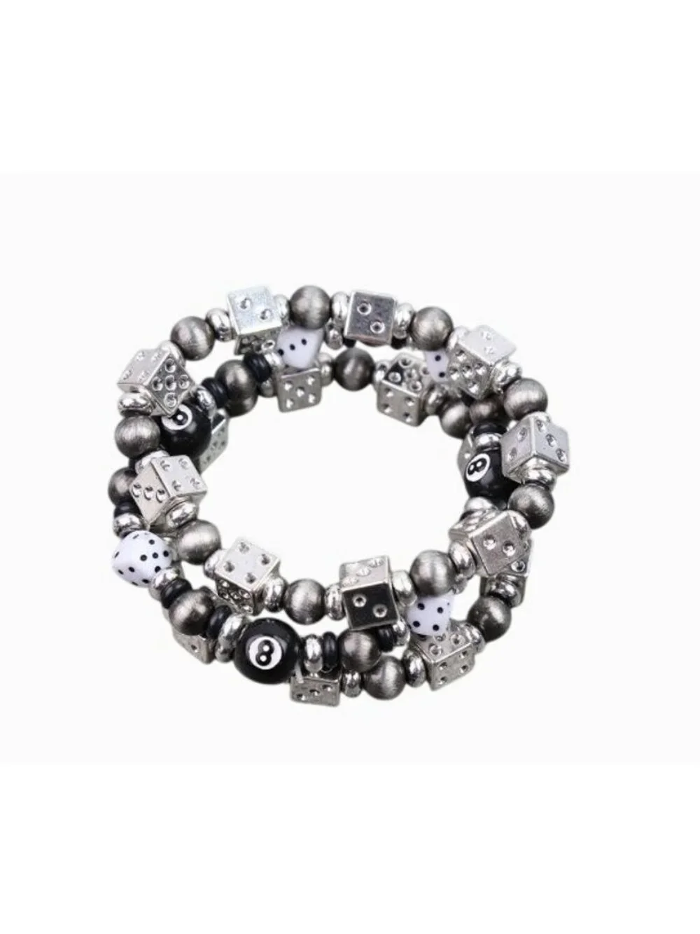 Western Dice 8 Ball Gambler Stackable Bracelet - JB1144SBBLK